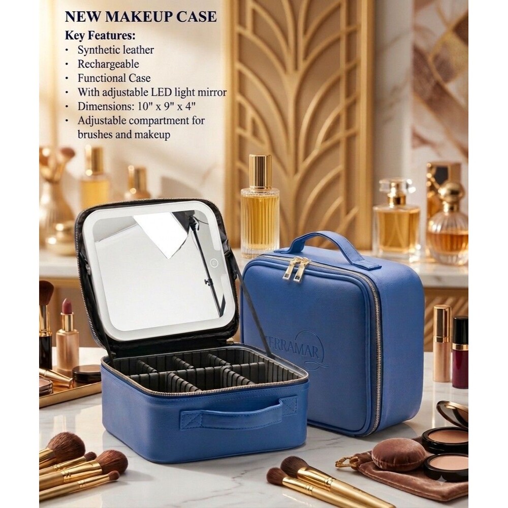 Synthetic Leather Organizer: Multi-Compartments & LED Mirror by Terramar
